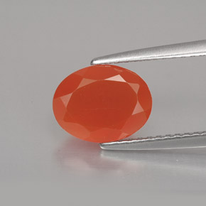 1.54 ct Orange Carnelian Gemstone, Carnelian Gem in Oval Facet Shape for Sale.