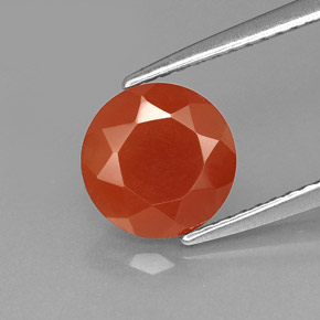 1.42 ct Orange Carnelian Gemstone, Carnelian Gem in Round Facet Shape for Sale.