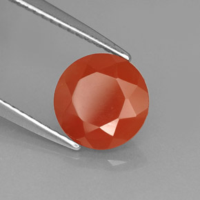 1.42 ct Orange Carnelian Stone, Natural Carnelian in Round Facet Shape for Sale