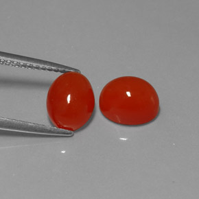 3.43 ct Orange Carnelian Gemstone, Carnelian Gem in Oval Cabochon Shape for Sale.