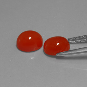 Carnelian Gemstone in 8 x 6 mm (calibrated) Size for Sale, Carnelian Stone in Red Orange Color