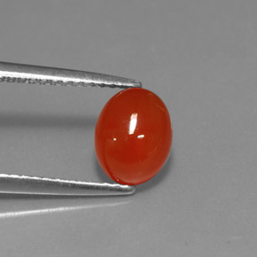 1.56 ct Orange Carnelian Gemstone, Carnelian Gem in Oval Cabochon Shape for Sale.