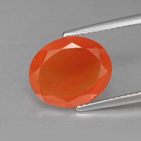 3.68 ct Orange Carnelian Gemstone, Carnelian Gem in Oval Facet Shape for Sale.