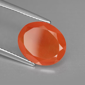 3.68 ct Orange Carnelian Stone, Natural Carnelian in Oval Facet Shape for Sale