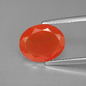 2.82 ct Orange Carnelian Gemstone, Carnelian Gem in Oval Facet Shape for Sale.