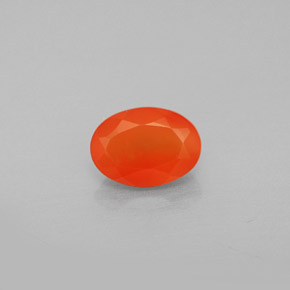 0.84 ct Orange Carnelian Gemstone, Carnelian Gem in Oval Facet Shape for Sale.