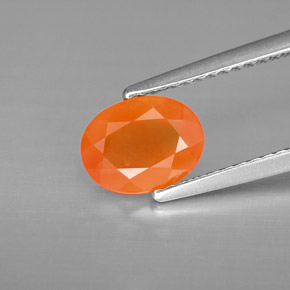 0.91 ct Orange Carnelian Gemstone, Carnelian Gem in Oval Facet Shape for Sale.