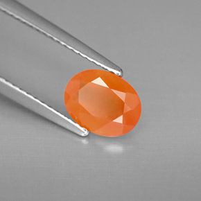 0.91 ct Orange Carnelian Stone, Natural Carnelian in Oval Facet Shape for Sale