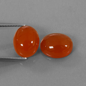 6.04 ct Orange Carnelian Stone, Natural Carnelian in Oval Cabochon Shape for Sale