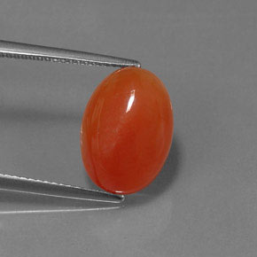 5.84 ct Orange Carnelian Stone, Natural Carnelian in Oval Cabochon Shape for Sale