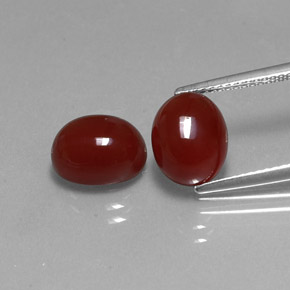 6.51 ct Red Carnelian Gemstone, Carnelian Gem in Oval Cabochon Shape for Sale.