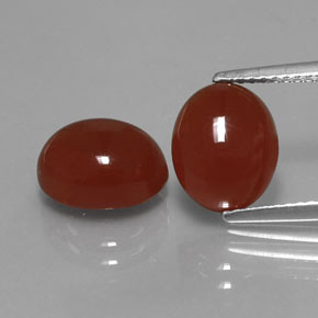 6.05 ct Red Carnelian Gemstone, Carnelian Gem in Oval Cabochon Shape for Sale.