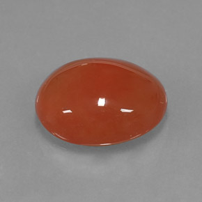 3.92 ct Orange Carnelian Gemstone, Carnelian Gem in Oval Cabochon Shape for Sale.
