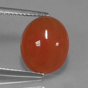 3.92 ct Orange Carnelian Stone, Natural Carnelian in Oval Cabochon Shape for Sale
