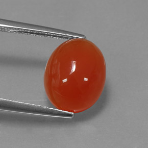 3.77 ct Orange Carnelian Gemstone, Carnelian Gem in Oval Cabochon Shape for Sale.