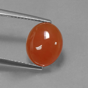 3.24 ct Orange Carnelian Gemstone, Carnelian Gem in Oval Cabochon Shape for Sale.