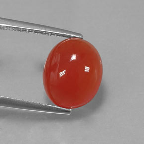 3.68 ct Orange Carnelian Gemstone, Carnelian Gem in Oval Cabochon Shape for Sale.