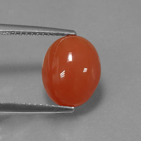 3.33 ct Orange Carnelian Gemstone, Carnelian Gem in Oval Cabochon Shape for Sale.