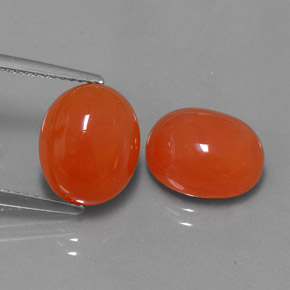 7.92 ct Orange Carnelian Gemstone, Carnelian Gem in Oval Cabochon Shape for Sale.