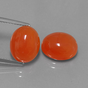 7.85 ct Orange Carnelian Gemstone, Carnelian Gem in Oval Cabochon Shape for Sale.