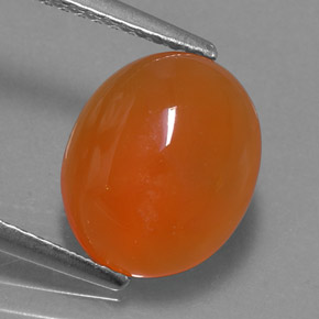 3.51 ct Orange Carnelian Gemstone, Carnelian Gem in Oval Cabochon Shape for Sale.