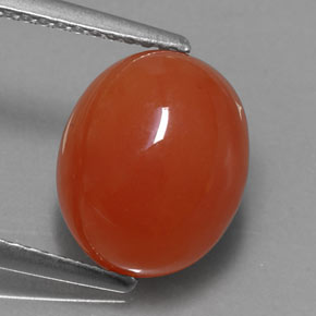 4.16 ct Orange Carnelian Gemstone, Carnelian Gem in Oval Cabochon Shape for Sale.