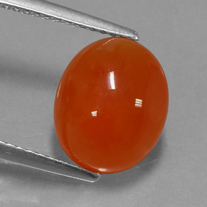 3.80 ct Orange Carnelian Gemstone, Carnelian Gem in Oval Cabochon Shape for Sale.