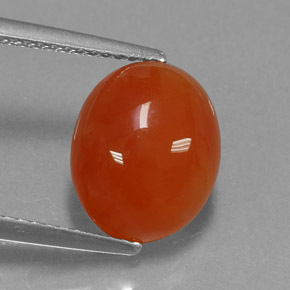 3.43 ct Orange Carnelian Gemstone, Carnelian Gem in Oval Cabochon Shape for Sale.
