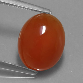 3.44 ct Orange Carnelian Gemstone, Carnelian Gem in Oval Cabochon Shape for Sale.