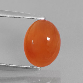 1.82 ct Orange Carnelian Gemstone, Carnelian Gem in Oval Cabochon Shape for Sale.