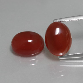 5.96 ct Red Carnelian Gemstone, Carnelian Gem in Oval Cabochon Shape for Sale.