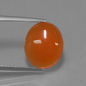 3.69 ct Orange Carnelian Gemstone, Carnelian Gem in Oval Cabochon Shape for Sale.