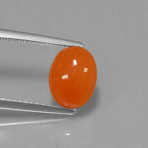 2.38 ct Orange Carnelian Gemstone, Carnelian Gem in Oval Cabochon Shape for Sale.