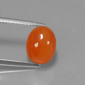 3.24 ct Orange Carnelian Gemstone, Carnelian Gem in Oval Cabochon Shape for Sale.