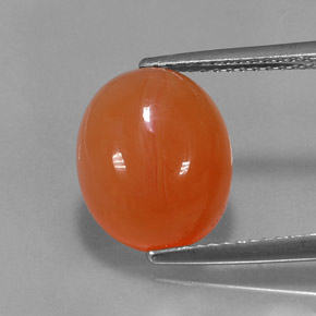 4.95 ct Orange Carnelian Gemstone, Carnelian Gem in Oval Cabochon Shape for Sale.