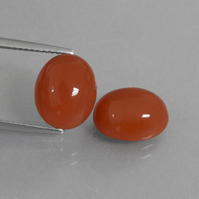8.05 ctw Orange Carnelian Gemstones, Carnelian Gems in Oval Cabochon Shape for Sale.