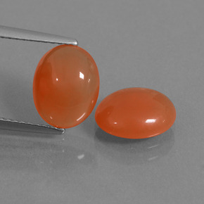 4.30 ctw Orange Carnelian Gemstones, Carnelian Gems in Oval Cabochon Shape for Sale.