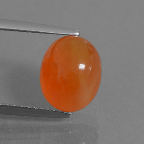 3.33 ct Orange Carnelian Gemstone, Carnelian Gem in Oval Cabochon Shape for Sale.
