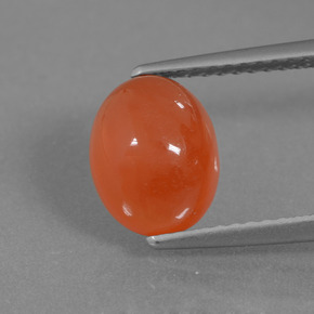 2.12 ct Orange Carnelian Gemstone, Carnelian Gem in Oval Cabochon Shape for Sale.