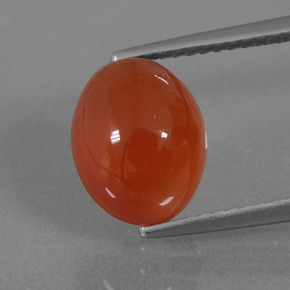 3.64 ct Orange Carnelian Gemstone, Carnelian Gem in Oval Cabochon Shape for Sale.