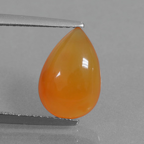 2.63 ct Orange Carnelian Gemstone, Carnelian Gem in Pear Cabochon Shape for Sale.