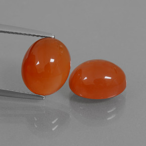 8.54 ctw Orange Carnelian Gemstones, Carnelian Gems in Oval Cabochon Shape for Sale.