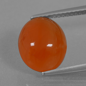 3.84 ct Orange Carnelian Gemstone, Carnelian Gem in Oval Cabochon Shape for Sale.