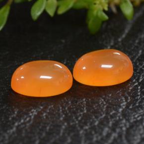 1.94 ctw Orange Carnelian Stones, Natural Carnelian in Oval Cabochon Shape for Sale