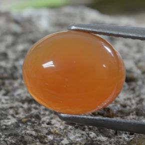 2.88 ct Orange Carnelian Stone, Natural Carnelian in Oval Cabochon Shape for Sale