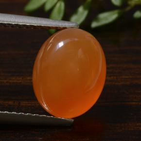 3.42 ct Orange Carnelian Gemstone, Carnelian Gem in Oval Cabochon Shape for Sale.