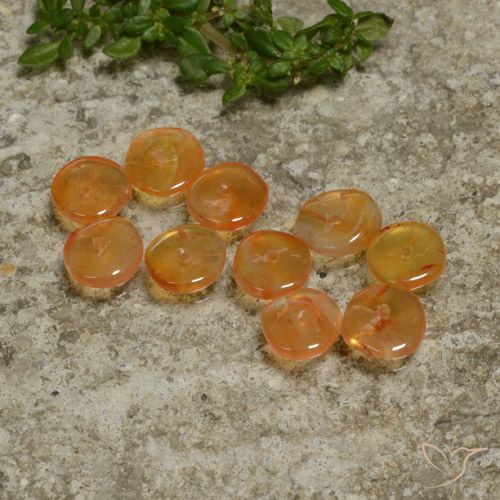 Lotto Corniola taglio fantasia da 10 pezzi 6x6 mm - Peso totale di 4,97 ct / avg. 0,5 ct ciascuno, colore: Albicocca Arancia, durezza Mohs 6,5 - 7 adatto per gioielli da indossare ogni giorno, Photo A