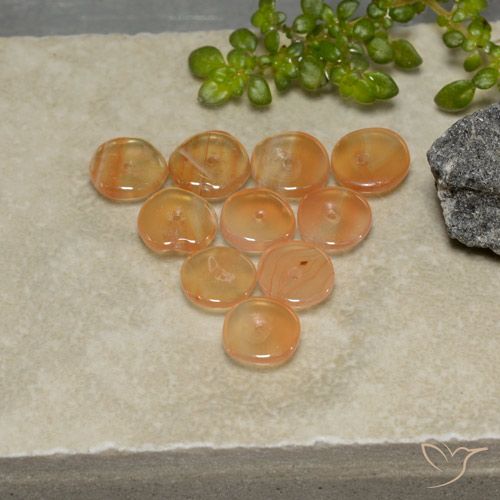 Lotto di 10 pezzi Corniola Arancione rossastra taglio fantasia dall'India - Dimensioni 6,4x6,3 mm, peso 4,91 ct totali / media. 0,49 ct ciascuno, durezza Mohs 6,5 - 7 adatto per gioielli da indossare ogni giorno, Photo A