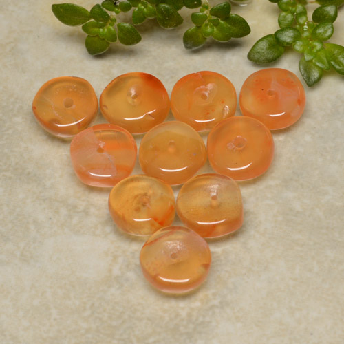 Naranja rojizo Cornalina Gema - 0.7ct Rondelle (ID: 480081)
