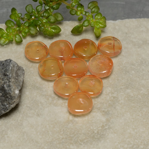 Medium Orange 红玉髓 Gem - 0.7ct 圆板型 (ID: 480097)